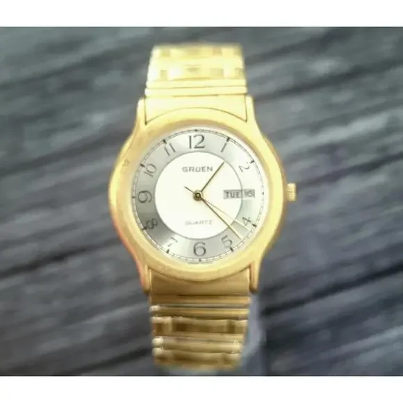Exquisite Rare Retro Vintage Gruen Pie Pan Dial Men's Watch‎
